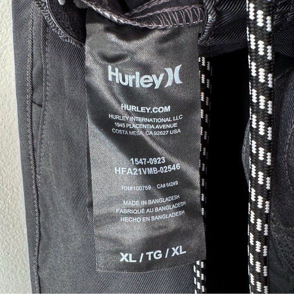 NWT Hurley Black Nylon Twill Jogger Pant Men’d Size XL - Picture 10 of 11